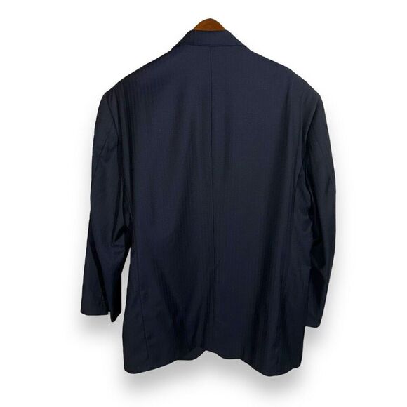 Navy Oxxford Clothes Bespoke 3 Roll 2 Suit Jacket Size 46R - Picture 11 of 11